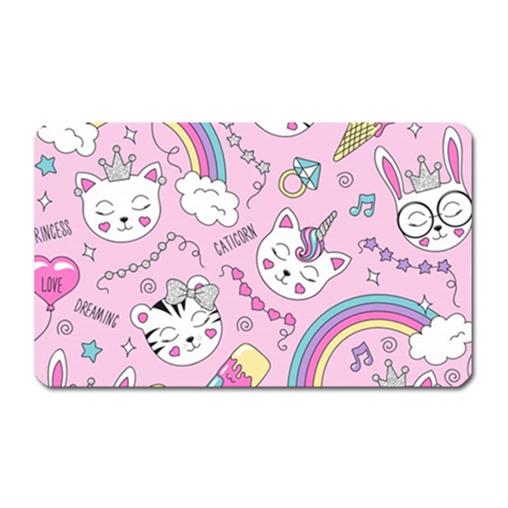 Beautiful cute animals pattern pink Beautiful cute animals pattern pink rainbow Magnet (Rectangular)