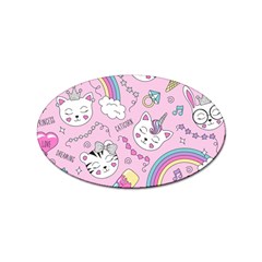 Beautiful Cute Animals Pattern Pink Beautiful Cute Animals Pattern Pink Rainbow Sticker Oval (10 Pack)