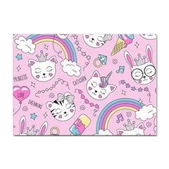 Beautiful Cute Animals Pattern Pink Beautiful Cute Animals Pattern Pink Rainbow Sticker A4 (100 Pack)