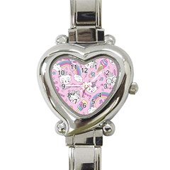 Beautiful Cute Animals Pattern Pink Beautiful Cute Animals Pattern Pink Rainbow Heart Italian Charm Watch