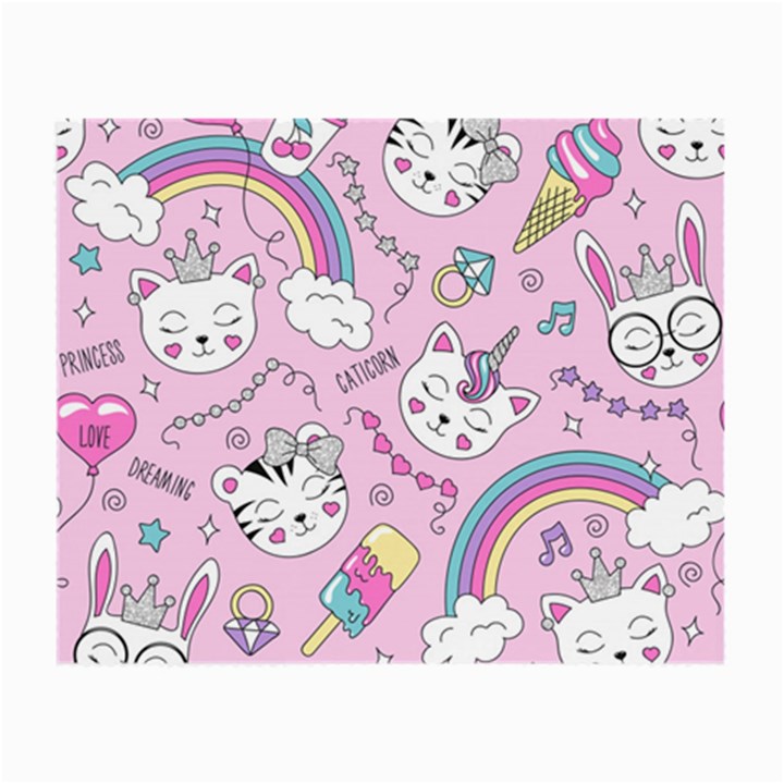 Beautiful cute animals pattern pink Beautiful cute animals pattern pink rainbow Small Glasses Cloth