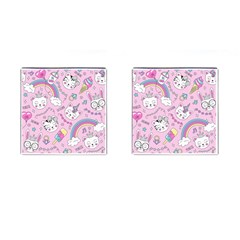 Beautiful Cute Animals Pattern Pink Beautiful Cute Animals Pattern Pink Rainbow Cufflinks (square)