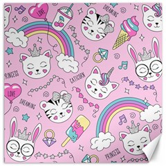 Beautiful Cute Animals Pattern Pink Beautiful Cute Animals Pattern Pink Rainbow Canvas 12  X 12 