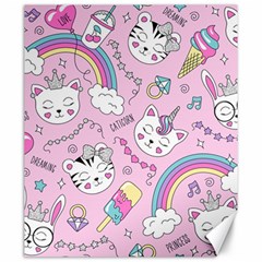 Beautiful Cute Animals Pattern Pink Beautiful Cute Animals Pattern Pink Rainbow Canvas 20  X 24 