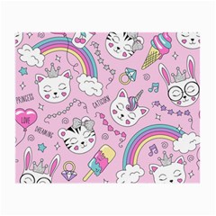 Beautiful Cute Animals Pattern Pink Beautiful Cute Animals Pattern Pink Rainbow Small Glasses Cloth (2 Sides)