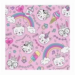 Beautiful Cute Animals Pattern Pink Beautiful Cute Animals Pattern Pink Rainbow Medium Glasses Cloth (2 Sides)