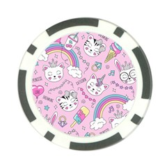 Beautiful Cute Animals Pattern Pink Beautiful Cute Animals Pattern Pink Rainbow Poker Chip Card Guard