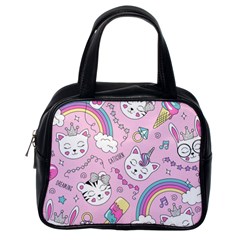 Beautiful Cute Animals Pattern Pink Beautiful Cute Animals Pattern Pink Rainbow Classic Handbag (one Side)