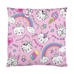 Beautiful Cute Animals Pattern Pink Beautiful Cute Animals Pattern Pink Rainbow Standard Cushion Case (two Sides)