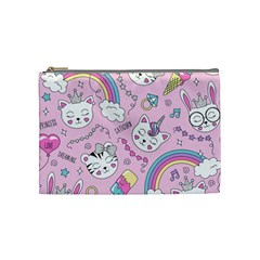 Beautiful Cute Animals Pattern Pink Beautiful Cute Animals Pattern Pink Rainbow Cosmetic Bag (medium) by Jancukart