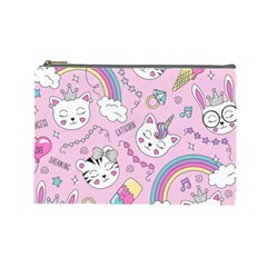 Beautiful Cute Animals Pattern Pink Beautiful Cute Animals Pattern Pink Rainbow Cosmetic Bag (large) by Jancukart