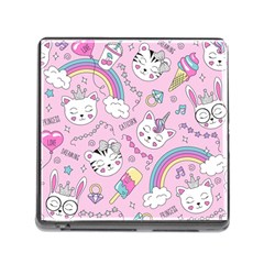 Beautiful Cute Animals Pattern Pink Beautiful Cute Animals Pattern Pink Rainbow Memory Card Reader (square 5 Slot)