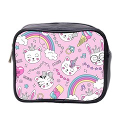 Beautiful Cute Animals Pattern Pink Beautiful Cute Animals Pattern Pink Rainbow Mini Toiletries Bag (two Sides)