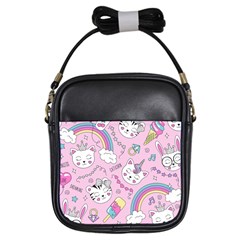 Beautiful Cute Animals Pattern Pink Beautiful Cute Animals Pattern Pink Rainbow Girls Sling Bag