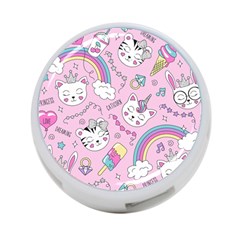 Beautiful Cute Animals Pattern Pink Beautiful Cute Animals Pattern Pink Rainbow 4-port Usb Hub (two Sides)