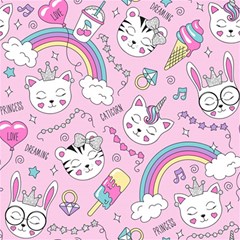 Beautiful Cute Animals Pattern Pink Beautiful Cute Animals Pattern Pink Rainbow Play Mat (rectangle) by Jancukart