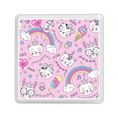 Beautiful Cute Animals Pattern Pink Beautiful Cute Animals Pattern Pink Rainbow Memory Card Reader (square)