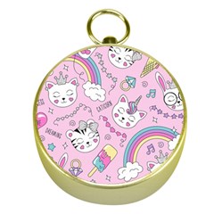 Beautiful Cute Animals Pattern Pink Beautiful Cute Animals Pattern Pink Rainbow Gold Compasses