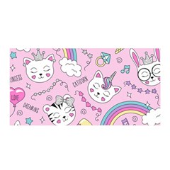 Beautiful Cute Animals Pattern Pink Beautiful Cute Animals Pattern Pink Rainbow Satin Wrap 35  X 70  by Jancukart