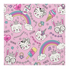 Beautiful Cute Animals Pattern Pink Beautiful Cute Animals Pattern Pink Rainbow Banner And Sign 3  X 3 