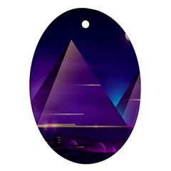 Egyptian-pyramids-night-landscape-cartoon Ornament (oval) by Jancukart