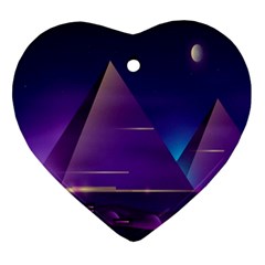 Egyptian-pyramids-night-landscape-cartoon Ornament (heart) by Jancukart