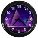 Egyptian-pyramids-night-landscape-cartoon Wall Clock (Black) Front