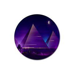 Egyptian-pyramids-night-landscape-cartoon Rubber Coaster (round)