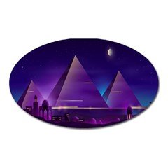 Egyptian-pyramids-night-landscape-cartoon Oval Magnet