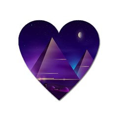 Egyptian-pyramids-night-landscape-cartoon Heart Magnet by Jancukart