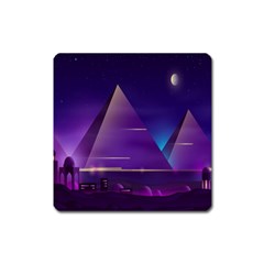 Egyptian-pyramids-night-landscape-cartoon Square Magnet