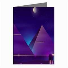 Egyptian-pyramids-night-landscape-cartoon Greeting Cards (pkg Of 8)