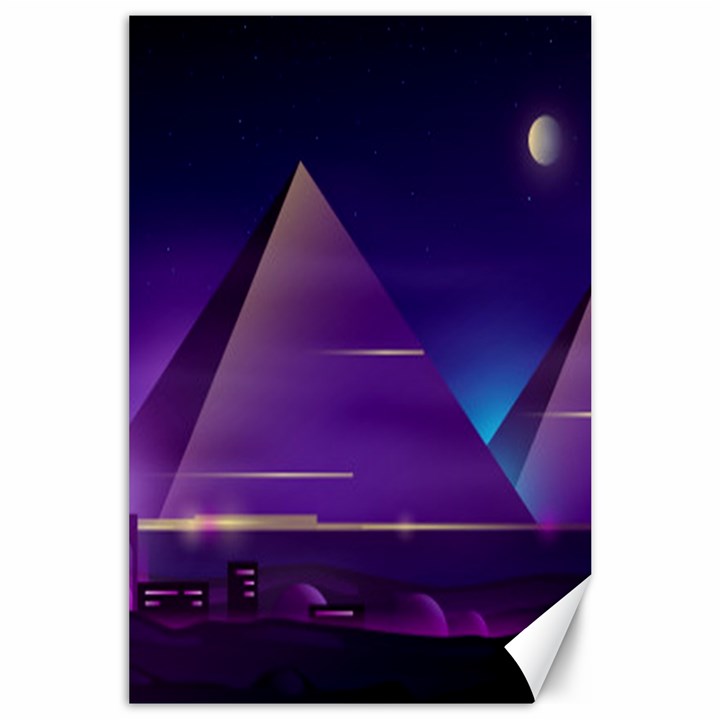 Egyptian-pyramids-night-landscape-cartoon Canvas 24  x 36 