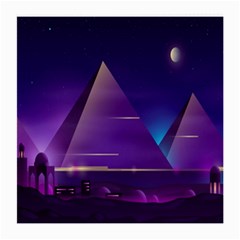 Egyptian-pyramids-night-landscape-cartoon Medium Glasses Cloth (2 Sides) by Jancukart