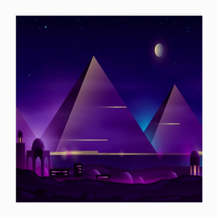 Egyptian-pyramids-night-landscape-cartoon Medium Glasses Cloth (2 Sides)