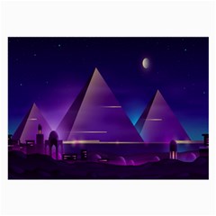 Egyptian-pyramids-night-landscape-cartoon Large Glasses Cloth by Jancukart