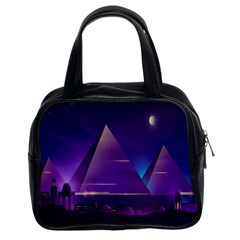 Egyptian-pyramids-night-landscape-cartoon Classic Handbag (two Sides) by Jancukart