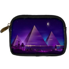 Egyptian-pyramids-night-landscape-cartoon Digital Camera Leather Case