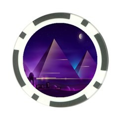 Egyptian-pyramids-night-landscape-cartoon Poker Chip Card Guard (10 Pack) by Jancukart