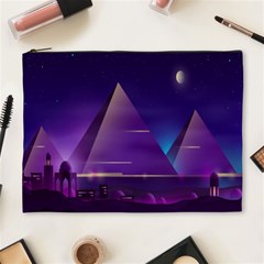 Egyptian-pyramids-night-landscape-cartoon Cosmetic Bag (xl) by Jancukart