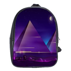 Egyptian-pyramids-night-landscape-cartoon School Bag (large) by Jancukart