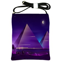 Egyptian-pyramids-night-landscape-cartoon Shoulder Sling Bag