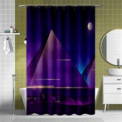 Egyptian-pyramids-night-landscape-cartoon Shower Curtain 48  X 72  (small)  by Jancukart