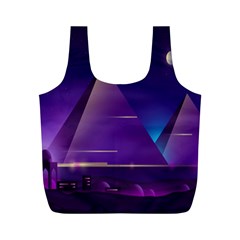 Egyptian-pyramids-night-landscape-cartoon Full Print Recycle Bag (m) by Jancukart