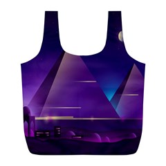 Egyptian-pyramids-night-landscape-cartoon Full Print Recycle Bag (l)