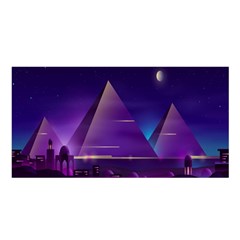 Egyptian-pyramids-night-landscape-cartoon Satin Shawl 45  X 80  by Jancukart