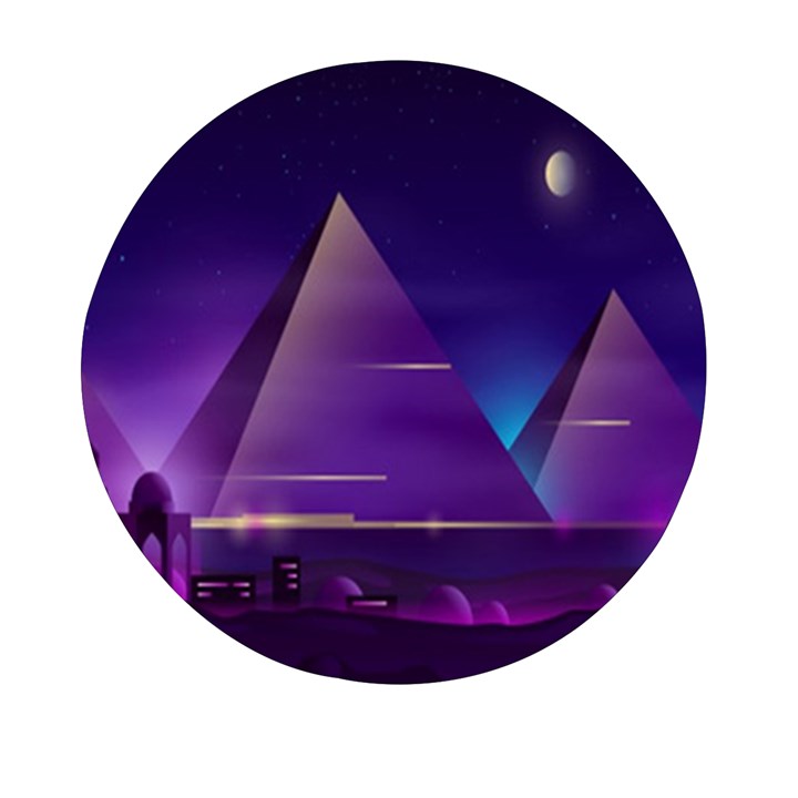 Egyptian-pyramids-night-landscape-cartoon Mini Round Pill Box