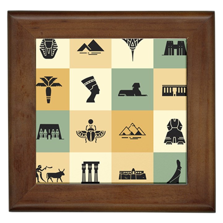 Egyptian-flat-style-icons Framed Tile