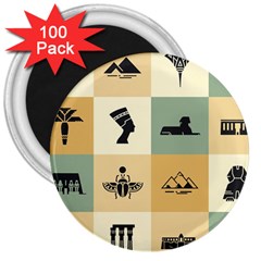 Egyptian-flat-style-icons 3  Magnets (100 Pack)