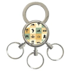 Egyptian-flat-style-icons 3-ring Key Chain